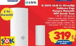 S-LİNK SL-EG05 AKILLI EV GÜVENLİĞİ KABLOSUZ KAPI PENCERE MANYETİK WİFİ SENSÖR TUYA